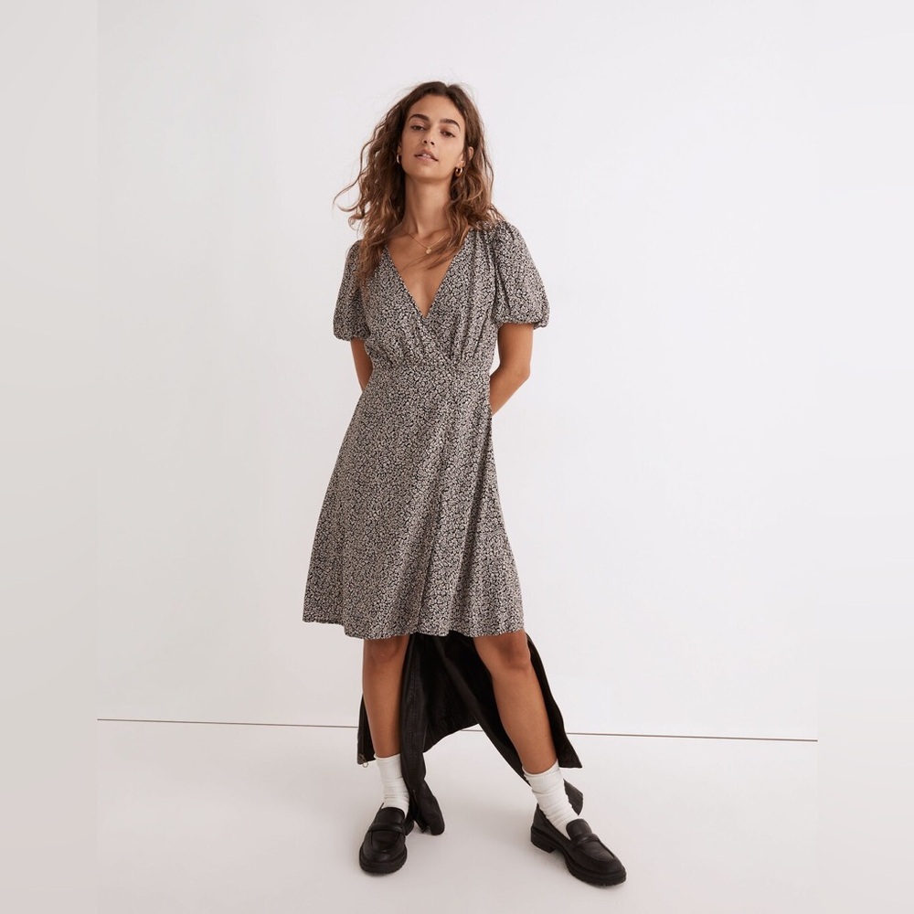 Madewell Black and White Floral Mini Dress